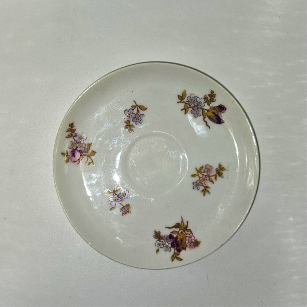 Set 4 J Pouyat Limoges Floral Saucers France Porcelain